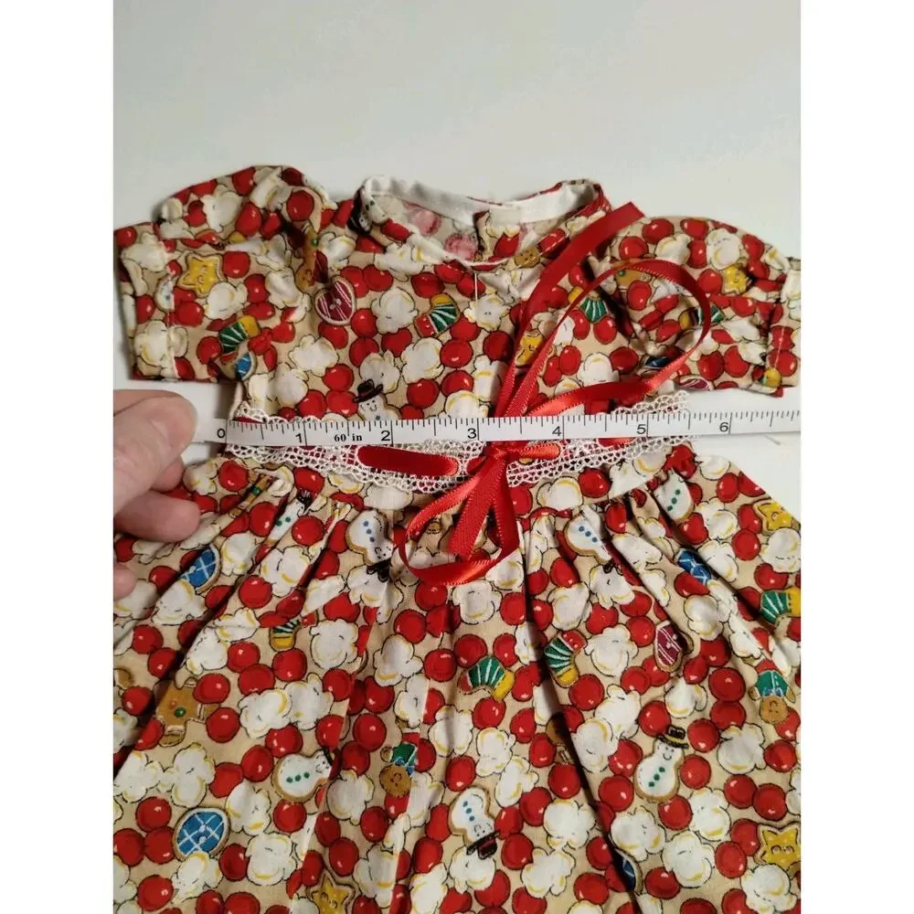 Vintage Handmade Doll Dress - Popcorn Cranberry Garland 10